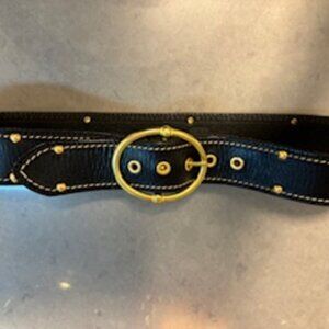 Linea Pelle Genuine Leather Black  Studded Belt Size S LP080244